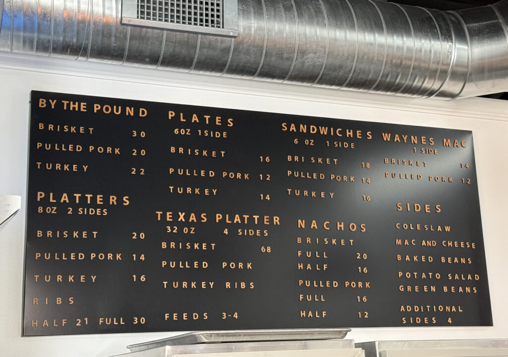Wayne BBQ Menu